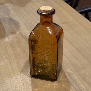 Vintage Amber Glass Bottle with Cork